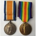 WW1 British War Medal and Victory Medal to 209143 Gnr RJ Patching, RA. Complete with original