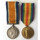 WW1 British War Medal and Victory Medal to R-35232 Pte FW Bellamy, Kings Royal Rifle Corps. Complete