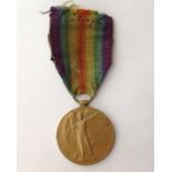 WW1 British Victory Medal to 95957 Pte JT Hawthornwaite, Liverpool Regiment. Complete with ribbon.