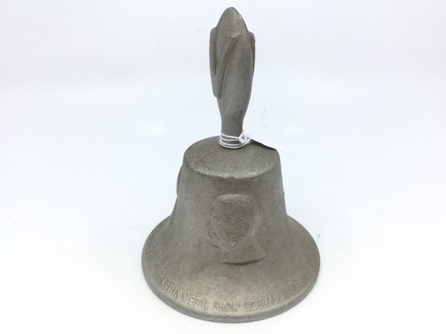 WW2 British RAF Benevolent Fund Victory Bell. Cast in metal from German aircraft shot down over - Image 2 of 4