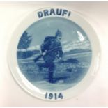 WW1 Imperial German Commemorative Plate Drauf! 1914. 240mm in diameter. Maker marked Rosenthal.