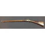 Flintlock Musket with left handed action. Octagonal 685mm long barrel. Approx 15mm bore. The working