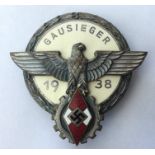 WW2 Third Reich HJ Gausieger Ehrenabzeichen 1938.  Hitler Youth 1938 Victor’s Badge in the