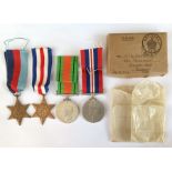 WW2 British Medal group to a Mr TE Linton comprising of 1939-45 Star, France & Germany Star, Defence