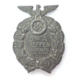 WW2 Third Reich SA Treffen Braunschweig 17/18 Oktober 1931. Early rare pressed metal hollowback