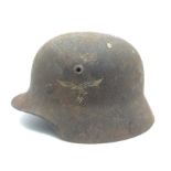 WW2 Third Reich Luftwaffe M40 Single Decal Steel Helmet. Original paint and single decal. Drawstring