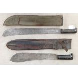 WW2 US Machette with 375mm long blade, maker marked Collins and dated 1943. Overall length 495mm.