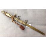 WW2 Third Reich Kreigsmarine Officers dagger. 250mm long fullered double edged etched blade by