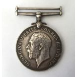 WW1 British War Medal to 14292 Cpl H F Mitchell, East Surrey Regiment. No ribbon.