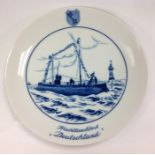 WW1 Imperial German Commemorative Plate for Frachttauchboot Deutschland. Maker marked Meisssen to