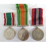 WW2 British WVS Long Service Medal, Defence Medal and War Medal. Complete with ribbons.