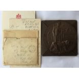 WW1 British Death Plaque to Frederick John Baugh complete with card case of issue, slip and a letter