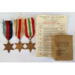 WW2 British Army RAOC Medal group comprising of 1939-45 Star, Africa Star and Italy Star. Complete