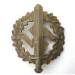 WW2 Third Reich SA Sports badge in Bronze. Maker marked Karl Hensler.