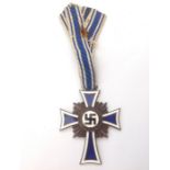 WW2 Third Reich Ehrenkreuz der Deutschen Mutter. Mothers Cross in Bronze. Complete with a short
