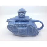 WW1 British Tank Tea Pot by Sadler of England. 160mm in height. Length approx 220mm.
