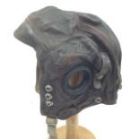 WW2 British RAF C Type Leather Flying Helmet. Size 7 1/2.  No wiring. Rubber headphone ear cups have