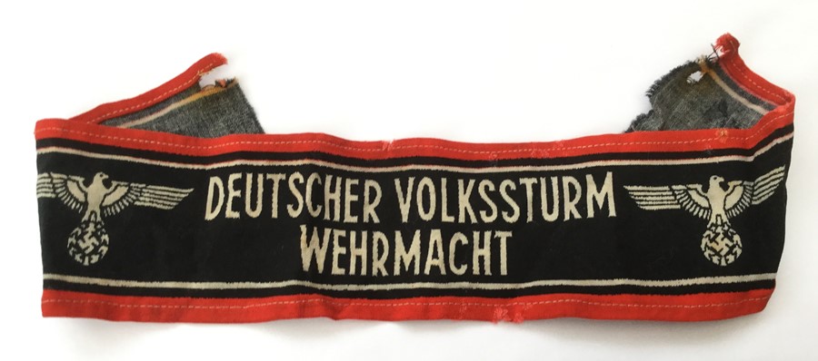 WW2 Third Reich Deutscher Volkssturm Wehrmacht armband. Uniform removed example.