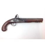 20 Bore Flintlock Pistol by Bath & Pinn. 200mm long barrel. Overall length 335mm. Action a/f.