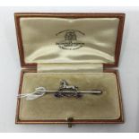 WW2 British West Yorkshire Regiment sweetheart tie pin/ bar brooch in blue enamel, platinum and
