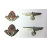 WW2 Third Reich Heer metal cap insignia collection: Heer NCO's cap eagles in alloy x 2. One maker