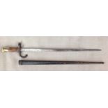 French Gras Bayonet with 520mm long blade. Overall length 642mm. St Etienne Arsenal maker marked and
