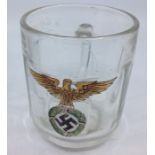 WW2 Third Reich Beer Glass decorated with a Political Eagle capacity marked 6/2uL. Meissen maker