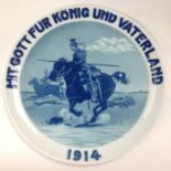 WW1 Imperial German Commemorative Plate Mit Gott Fur Konig Und Vaterland 1914. Maker marked