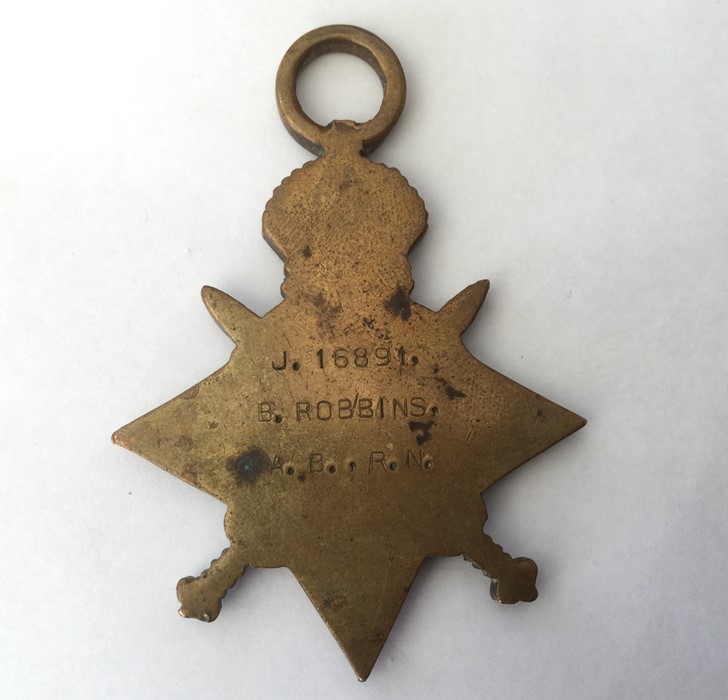 WW1 British 1914-15 Star to J 16891 B Robbins, AB RN. No ribbon. - Image 2 of 2