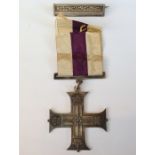 WW1 British Military Cross engraved to Lt. GR Durand, 14th Kings Hussars, 3rd Feb 1915. Short ribbon
