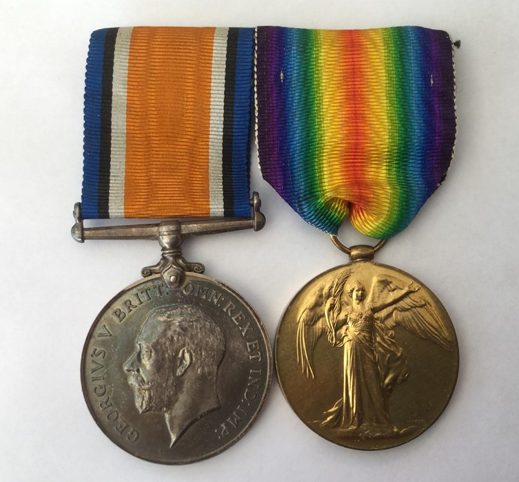 WW1 British War Medal and Victory Medal to 61866 Pte HS Thistleton, RAMC. Mounted on a bar with