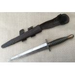 British 3rd Pattern Fairbairn - Sykes Fighting Knife. 175mm long double edged blade. Overall