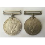 WW2 British War Medals x 2, both without ribbons.
