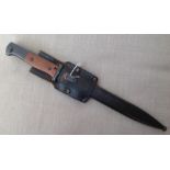 WW2 Third Reich K98 Bayonet with single edged fullered blade 250mm long, maker marked 44asw,