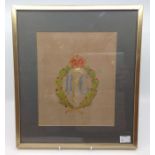 WW1 British Royal Flying Corps Framed Sweetheart Embroidery, 185mm x 220mm, overall size in frame