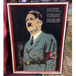 WW2 British Prisoner of War Trench Art oil on board artwork depicting Hitler entitled "Der