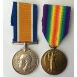 WW1 British War Medal and Victory Medal to 166771 Pte 2 JW Dore, RAF. Complete with replacement