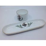 WW1 Imperial German Patriotic Pin Tray with Iron Cross 1914  1915 design by Meissen, length 235mm,