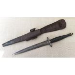 WW2 British Fairbairn - Sykes Fighting Knife, ring and bead variant grip. Double edged 174mm long