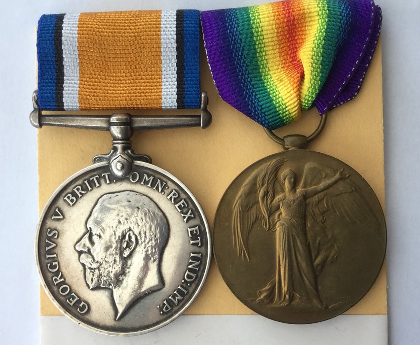 WW1 British War Medal and Victory Medal to 47607 Pte L McCabe, Lincolnshire Regiment. Complete