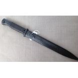 WW2 Third Reich K98 Bayonet with single edged fullered blade 250mm long, maker marked and dated 42