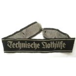 WW2 Third Reich TeNo Technische Nothilfe cuff title. Machine woven.