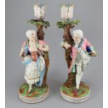 A pair of late nineteenth century Continental, possibly German coloured bisque figural