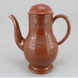 A late eighteenth century English Redware coffeepot, c.1780-90. It is decorated acanthus moulded