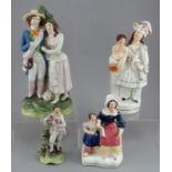 A group of late nineteenth century Staffordshire figure groups, c. 1850-70. To include: a courting