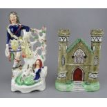 Two nineteenth century Staffordshire pieces, c. 1860-1900. To include a 1860 figural group of a