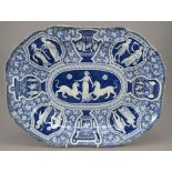 An early nineteenth century blue and white transfer-printed Spode Greek series soup tureen stand,