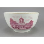 A nineteenth century transfer-printed pink and white waste bowl, c. 1850. To include: It is