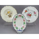 A group of early nineteenth century hand-painted porcelain and moulded dessert wares c.1820. They