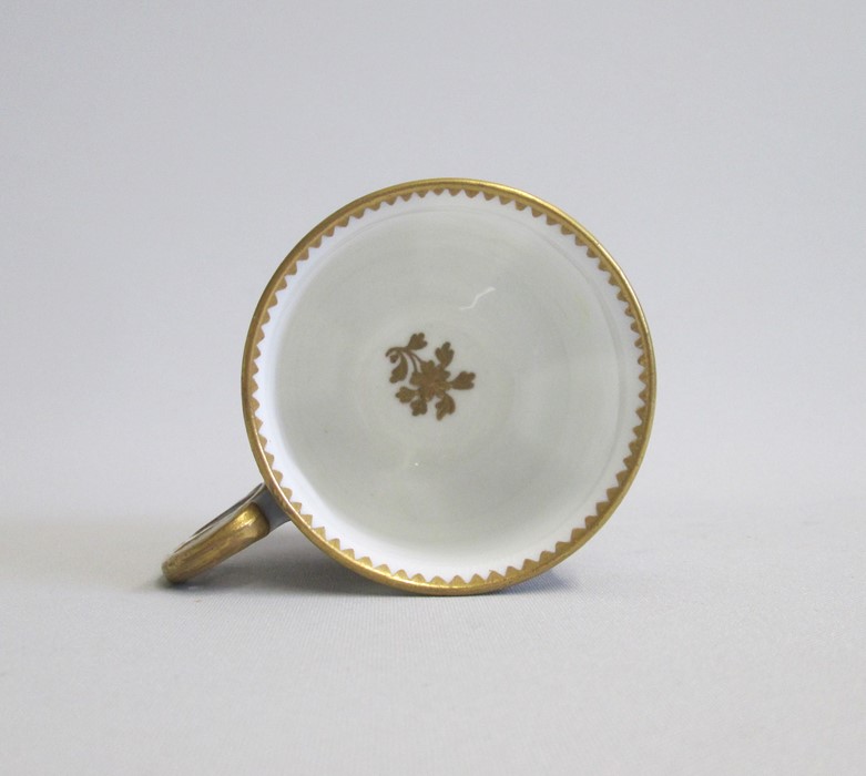 An English Porcelain Cup and Saucer Decorated with Exotic birds and cobalt blue panels with gilt - Image 4 of 6